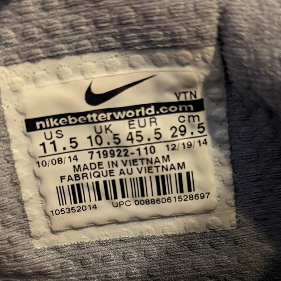 Nike Free Trainer 5.0 V6 White Dove Grey Running Flywire Sz 11.5 Mens 719922-110 - Picture 8 of 9